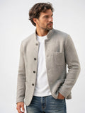 Veste Tricotée Homme Fermeture Bouton Col Montant Poche - Gris S