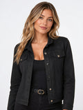 Veste Trucker Cuir Végan Boutons Avant Courte - Noir S